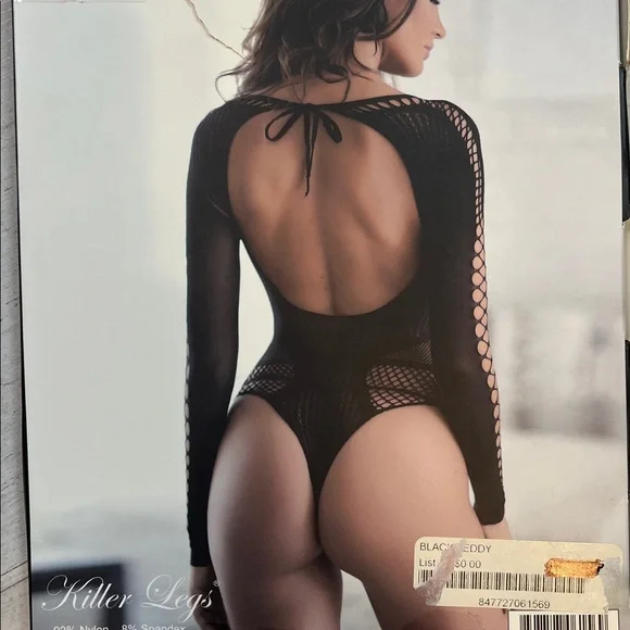 Killer Legs Black Fishnet Bodysuit Queen Size - Picture 6 of 6